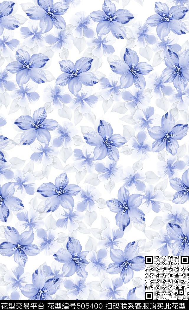 花卉梦幻清爽数码印花华亿平台下载（图片编号: 505400） - 瓦栏（Walan）
