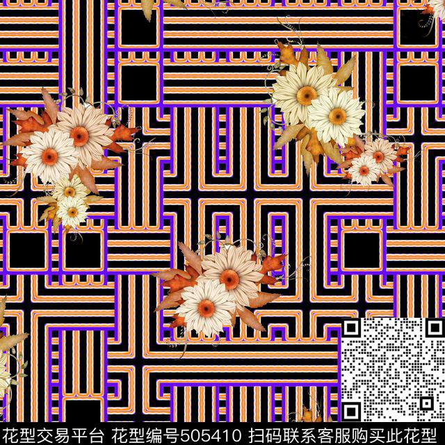 服装复古花卉数码印花华亿平台下载（图片编号: 505410） - 瓦栏（Walan）