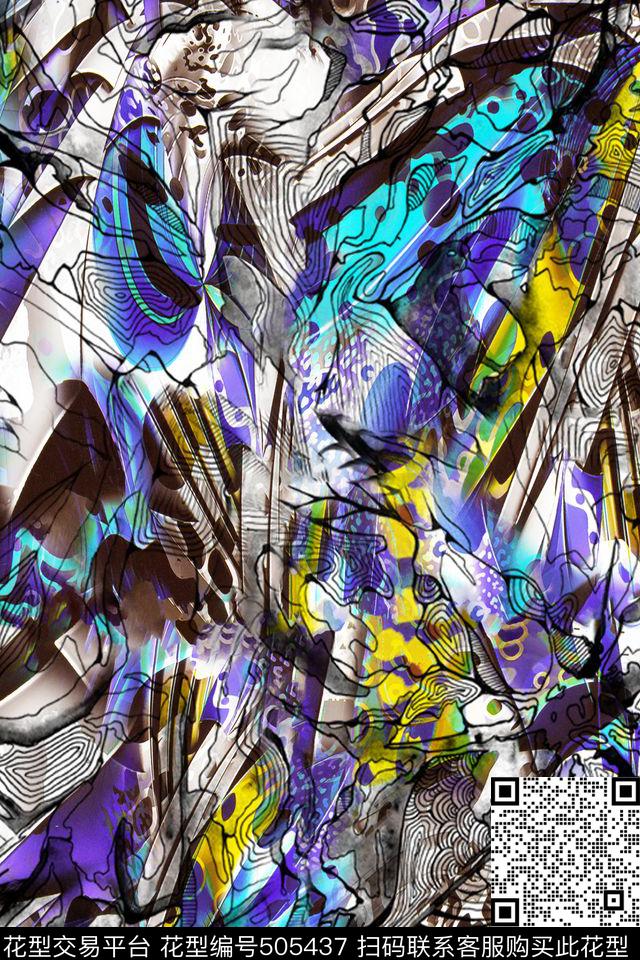 抽象抽象肌理女士休闲春装数码印花华亿平台下载（图片编号: 505437） - 瓦栏（Walan）