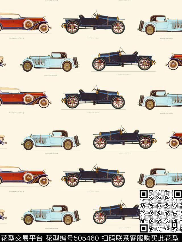 复古车老爷车欧式风格数码印花华亿平台下载（图片编号: 505460） - 瓦栏（Walan）