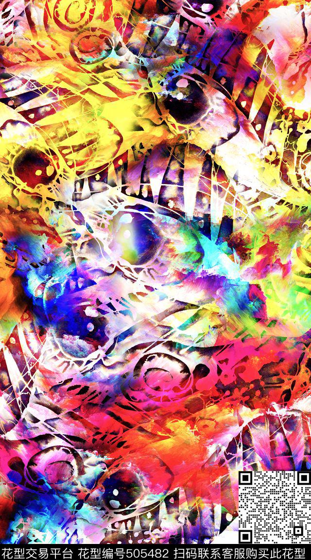 抽象炫彩创意数码印花华亿平台下载（图片编号: 505482） - 瓦栏（Walan）