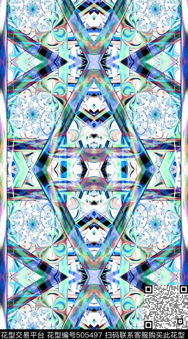 抽象条纹对称数码印花华亿平台下载（图片编号: 505497） - 瓦栏（Walan）