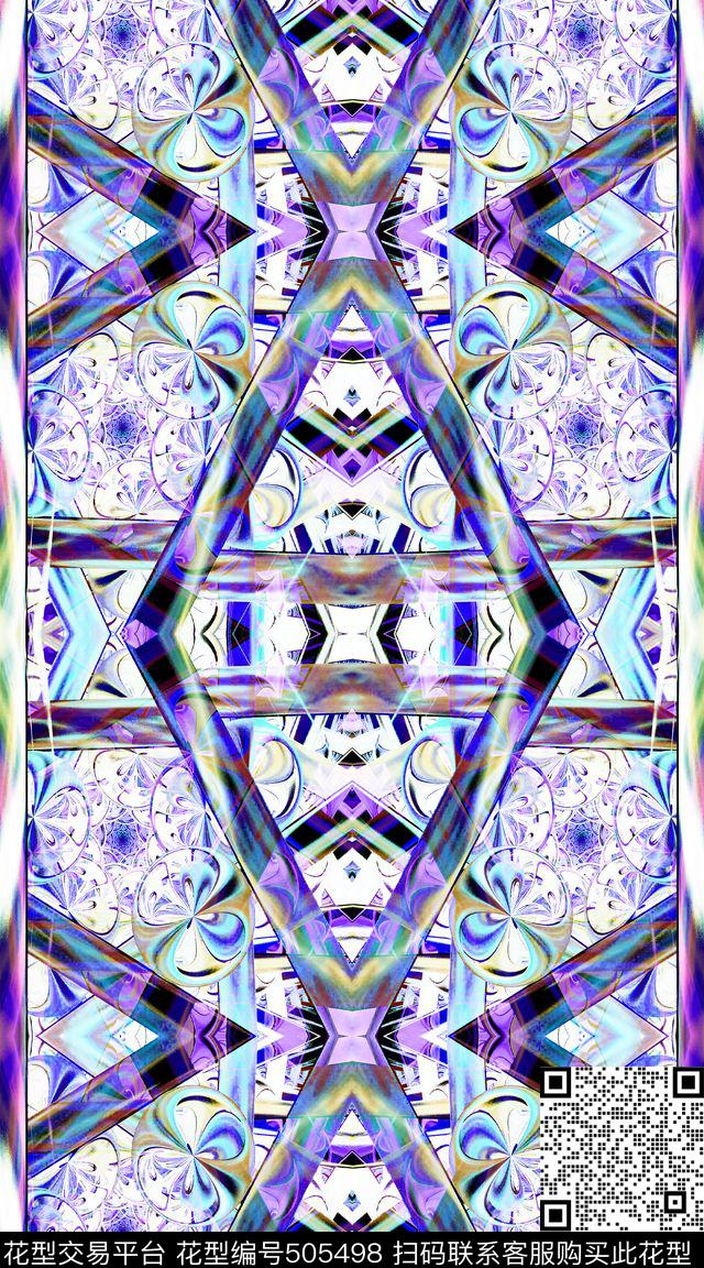 抽象条纹对称数码印花华亿平台下载（图片编号: 505498） - 瓦栏（Walan）