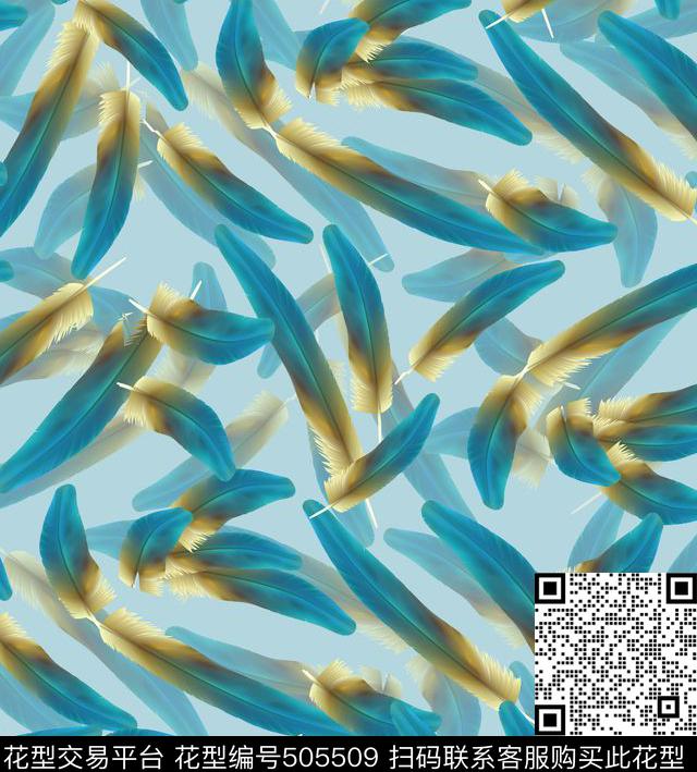 潮流时尚羽毛动物数码印花华亿平台下载（图片编号: 505509） - 瓦栏（Walan）