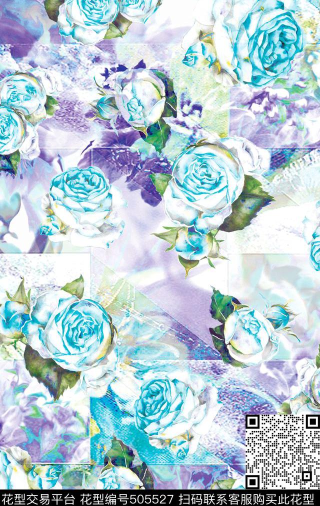 原创花卉优雅数码印花华亿平台下载（图片编号: 505527） - 瓦栏（Walan）