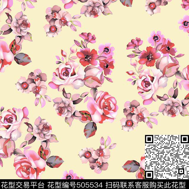 简约花抽象数码印花华亿平台下载（图片编号: 505534） - 瓦栏（Walan）