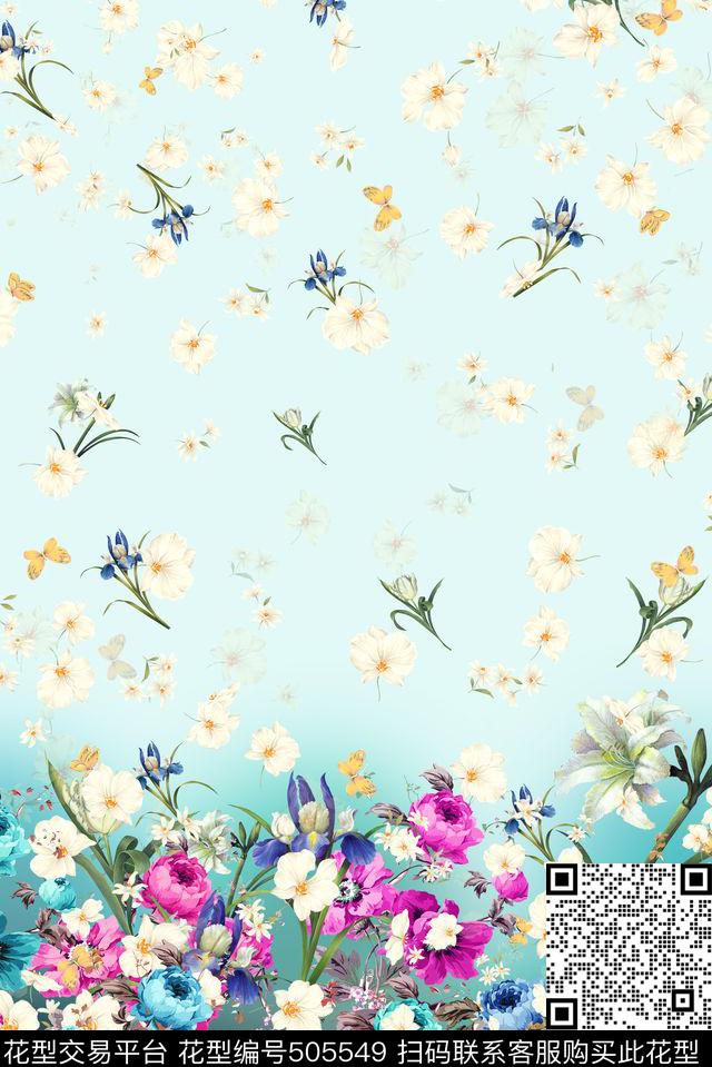 蝴蝶花卉家纺数码印花华亿平台下载（图片编号: 505549） - 瓦栏（Walan）