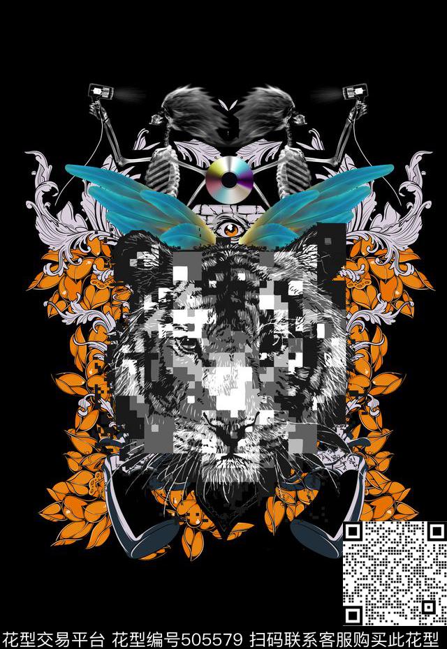 潮流时尚时尚定位老虎头男装T恤卫衣印花数码印花华亿平台下载（图片编号: 505579） - 瓦栏（Walan）