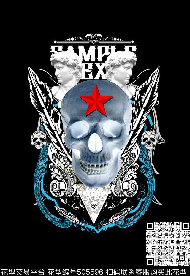 T恤卫衣数码印花潮流时尚男装骷髅头数码印花华亿平台下载（图片编号: 505596） - 瓦栏（Walan）