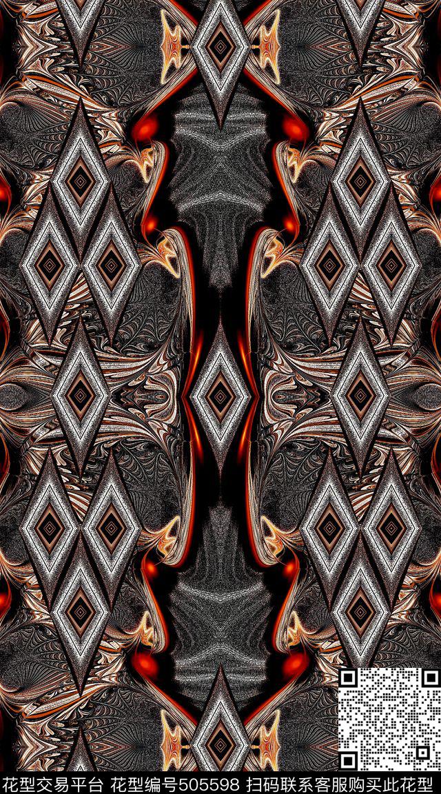 暗色系创意朋克数码印花华亿平台下载（图片编号: 505598） - 瓦栏（Walan）