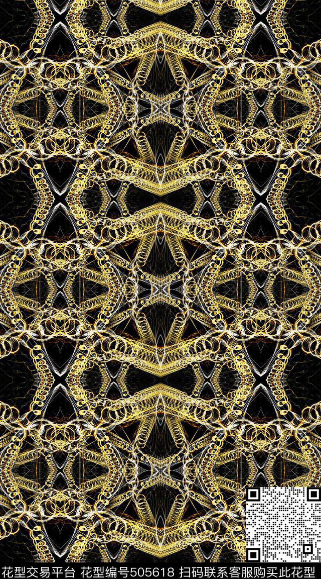 暗色系金属质感哥特风格数码印花华亿平台下载（图片编号: 505618） - 瓦栏（Walan）