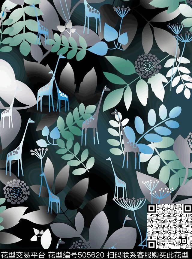 复古女装长颈鹿数码印花华亿平台下载（图片编号: 505620） - 瓦栏（Walan）