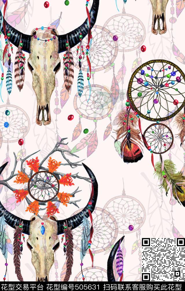 花卉羊头珠宝数码印花华亿平台下载（图片编号: 505631） - 瓦栏（Walan）