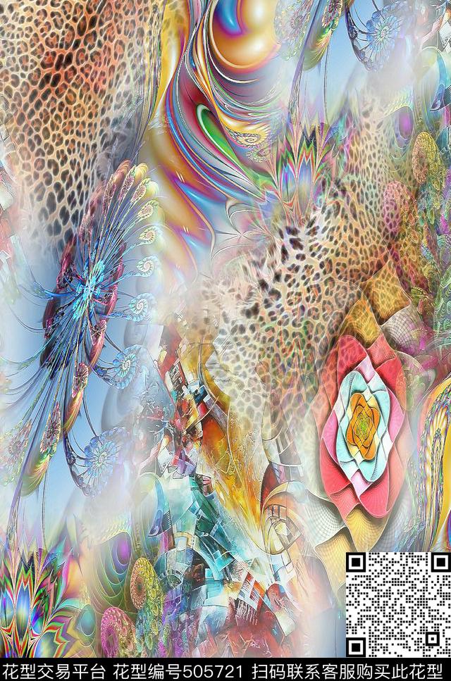 豹纹抽象大方数码印花华亿平台下载（图片编号: 505721） - 瓦栏（Walan）