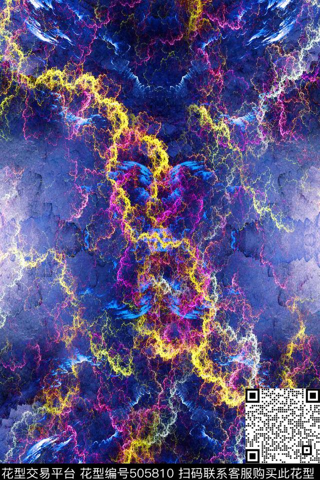 肌理抽象炫彩数码印花华亿平台下载（图片编号: 505810） - 瓦栏（Walan）