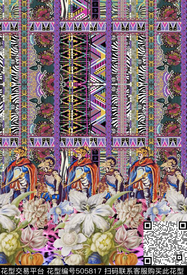 女装潮流时尚大牌手绘花卉数码印花华亿平台下载（图片编号: 505817） - 瓦栏（Walan）