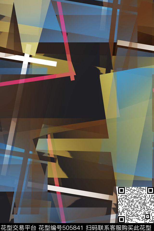 错位复古几何数码印花华亿平台下载（图片编号: 505841） - 瓦栏（Walan）