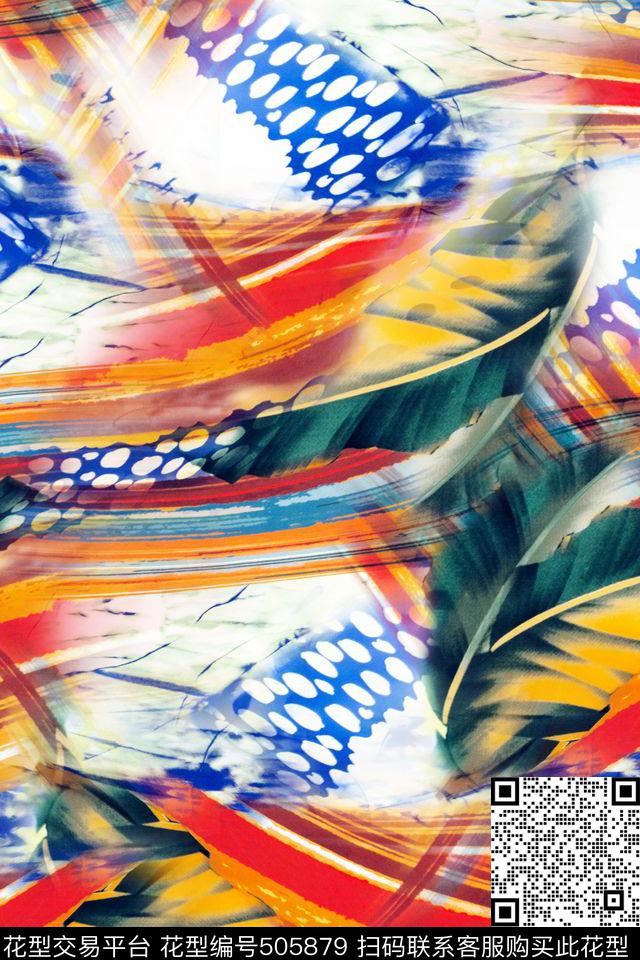 服装面料华亿平台几何油画休闲时尚抽象水彩线条数码印花华亿平台下载（图片编号: 505879） - 瓦栏（Walan）