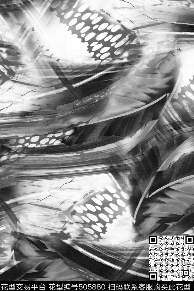 休闲时尚抽象水彩线条几何油画服装面料华亿平台数码印花华亿平台下载（图片编号: 505880） - 瓦栏（Walan）