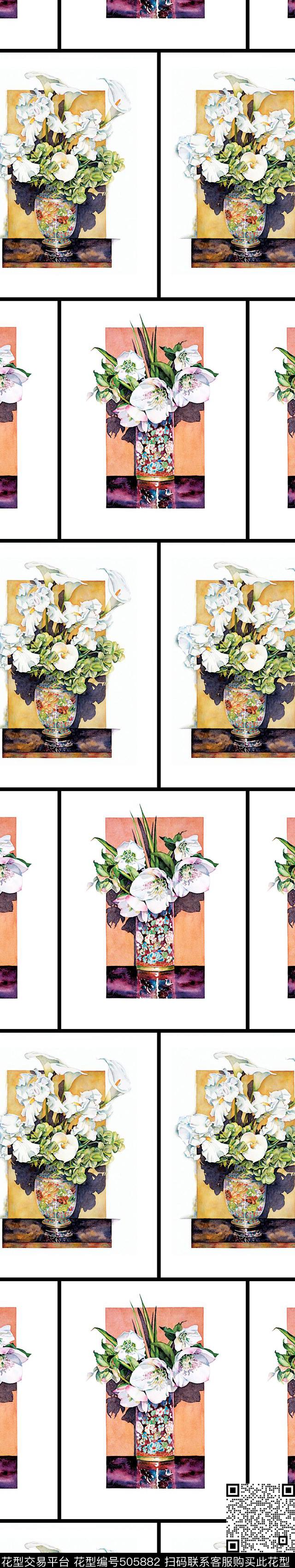 原创植物优雅数码印花华亿平台下载（图片编号: 505882） - 瓦栏（Walan）