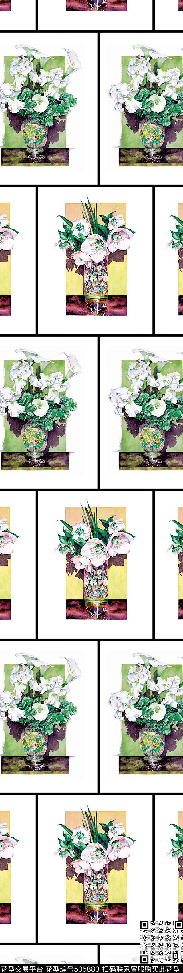 原创植物优雅数码印花华亿平台下载（图片编号: 505883） - 瓦栏（Walan）