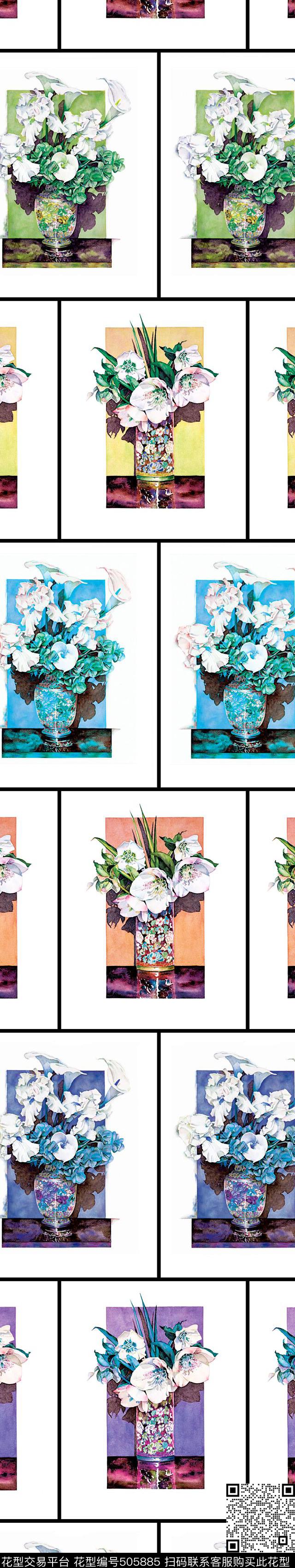 原创植物优雅数码印花华亿平台下载（图片编号: 505885） - 瓦栏（Walan）