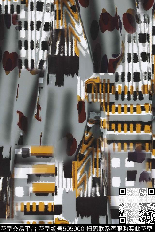 服装面料华亿平台线条几何油画休闲时尚抽象水彩复古数码印花华亿平台下载（图片编号: 505900） - 瓦栏（Walan）