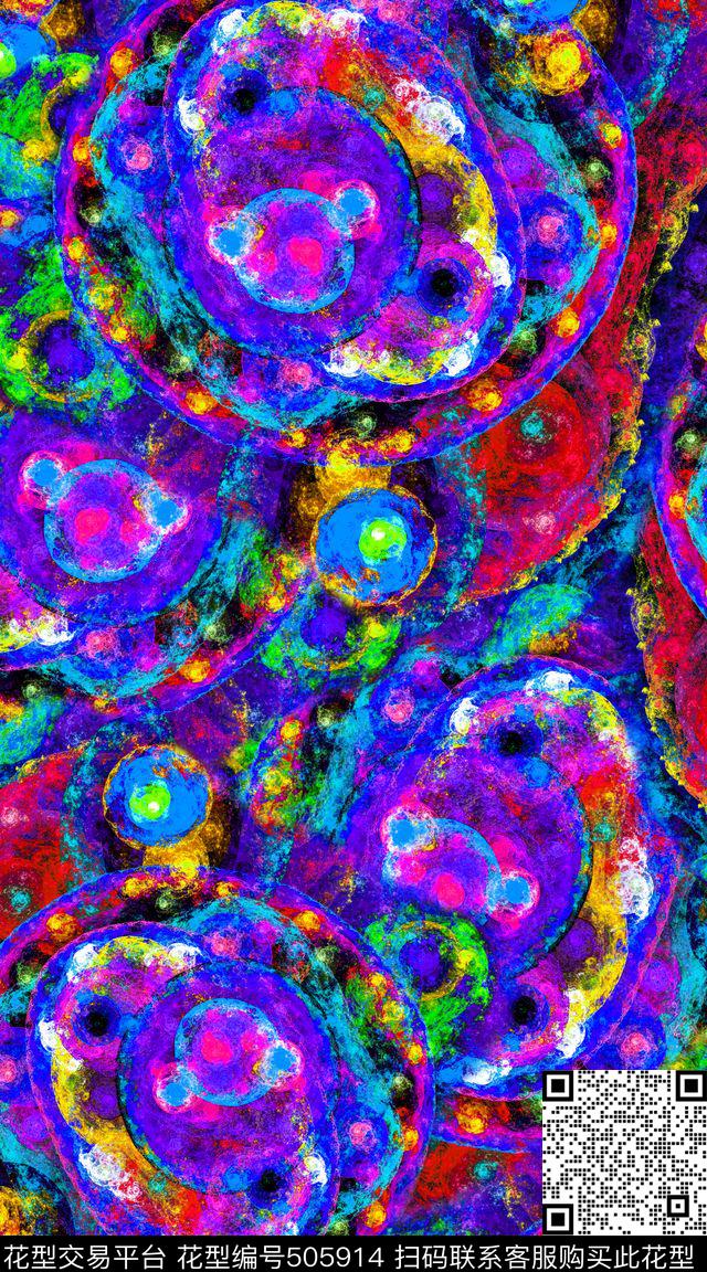 创意油画机理数码印花华亿平台下载（图片编号: 505914） - 瓦栏（Walan）