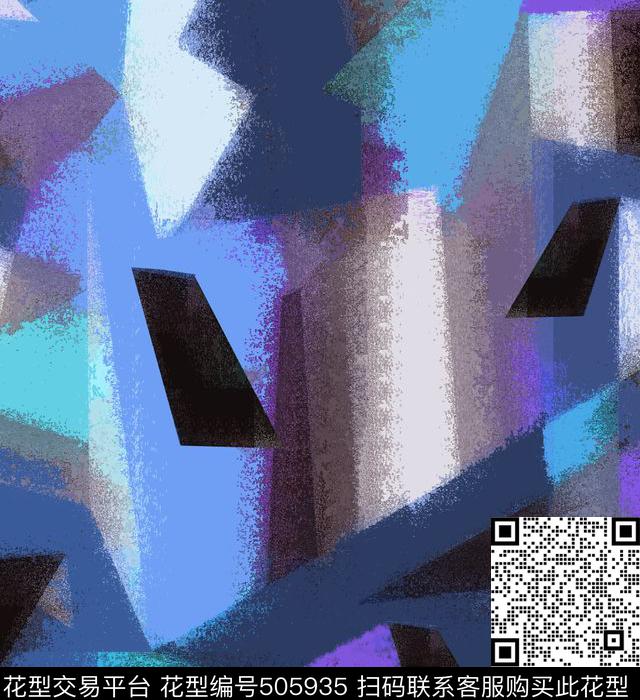 抽象几何花几何油彩花几何油画数码印花华亿平台下载（图片编号: 505935） - 瓦栏（Walan）