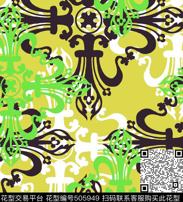图案花巴洛克花巴洛克图案花传统印花华亿平台下载（图片编号: 505949） - 瓦栏（Walan）