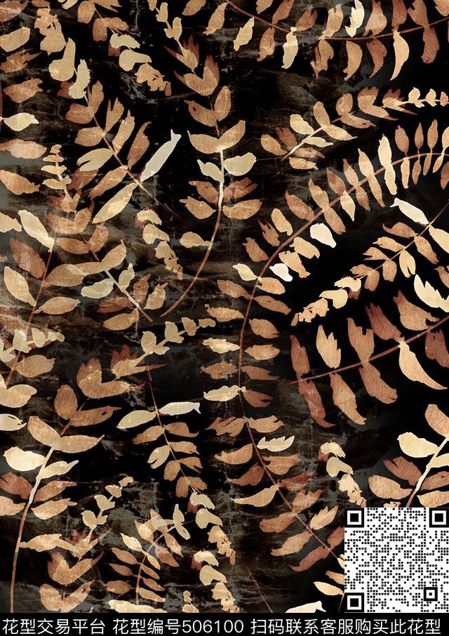 秋天叶子休闲度假风叶子传统印花华亿平台下载（图片编号: 506100） - 瓦栏（Walan）
