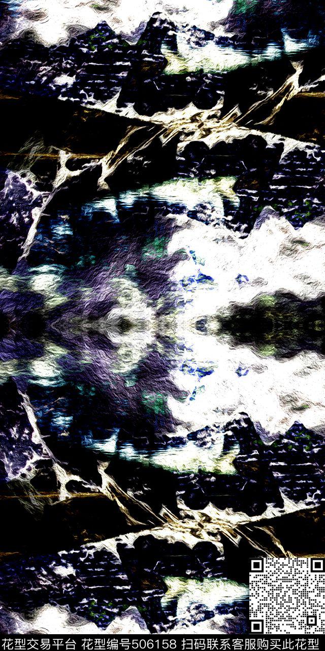 零点--男装抽象创意数码印花华亿平台下载（图片编号: 506158） - 瓦栏（Walan）