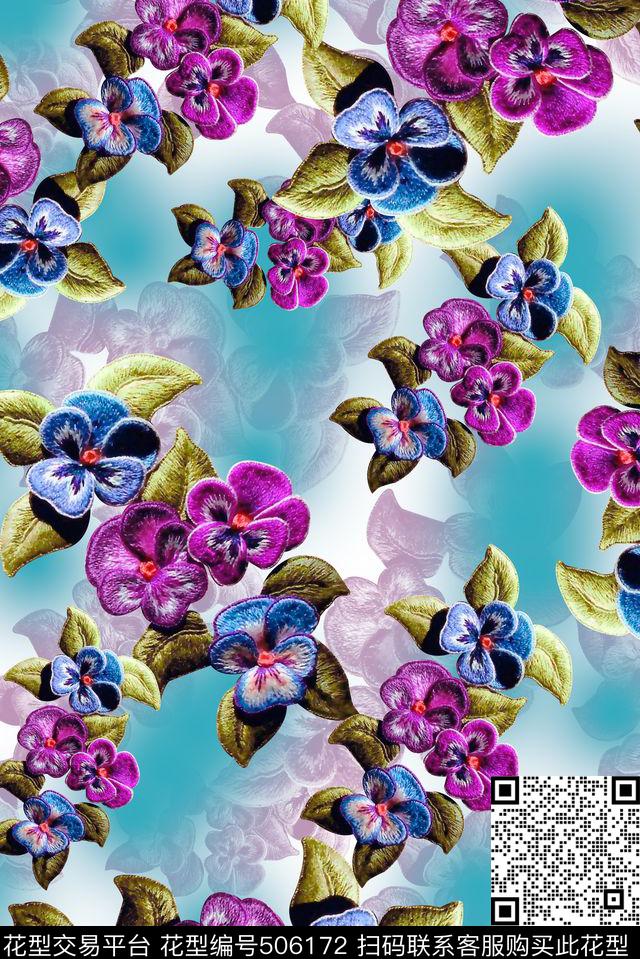 刺绣绣花锦缎数码印花华亿平台下载（图片编号: 506172） - 瓦栏（Walan）