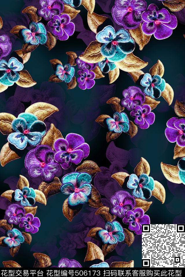 刺绣绣花锦缎数码印花华亿平台下载（图片编号: 506173） - 瓦栏（Walan）