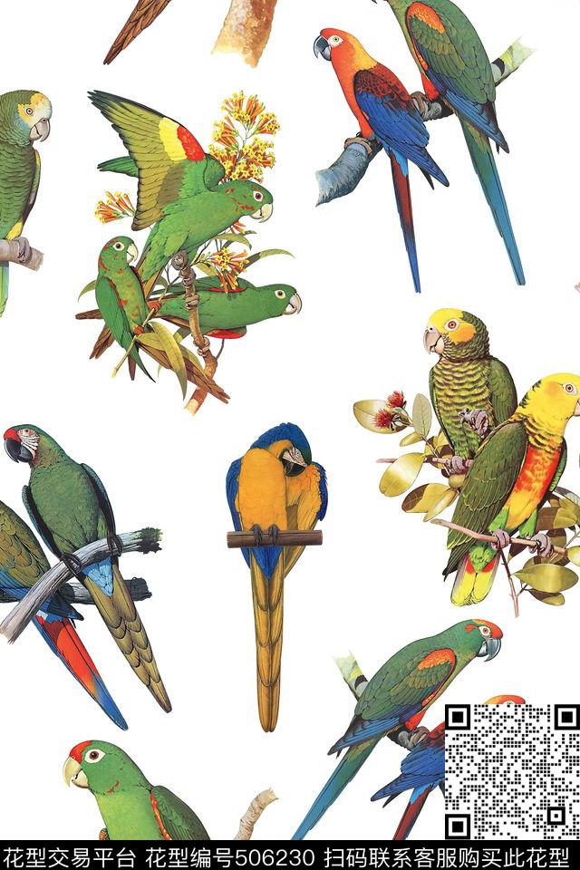 喜鹊天堂鸟动物纹数码印花华亿平台下载（图片编号: 506230） - 瓦栏（Walan）