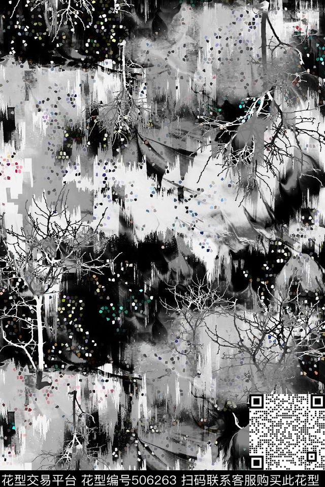 抽象梦幻森林数码印花华亿平台下载（图片编号: 506263） - 瓦栏（Walan）