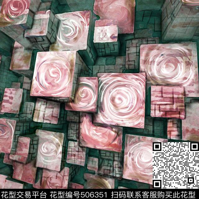 抽象立体传统工艺F几何条纹数码印花华亿平台下载（图片编号: 506351） - 瓦栏（Walan）