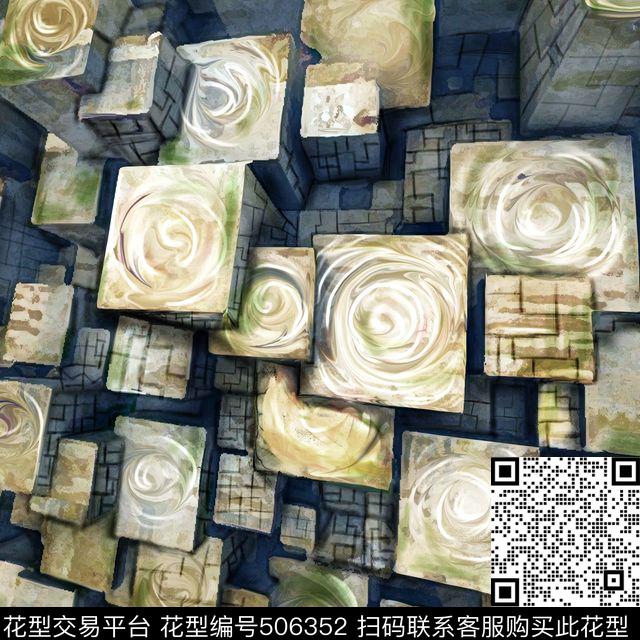 抽象立体传统工艺F几何条纹数码印花华亿平台下载（图片编号: 506352） - 瓦栏（Walan）