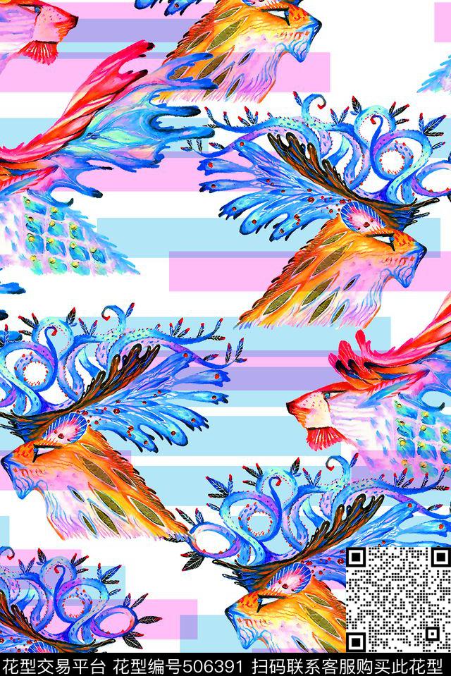 抽象水彩水墨数码印花华亿平台下载（图片编号: 506391） - 瓦栏（Walan）