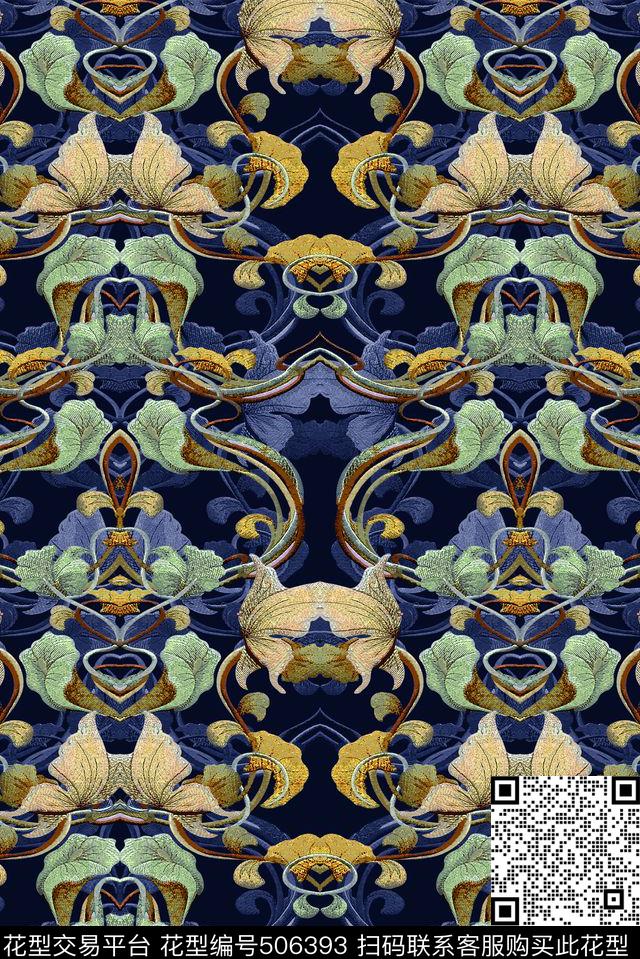 民族欧式花纹部落数码印花华亿平台下载（图片编号: 506393） - 瓦栏（Walan）