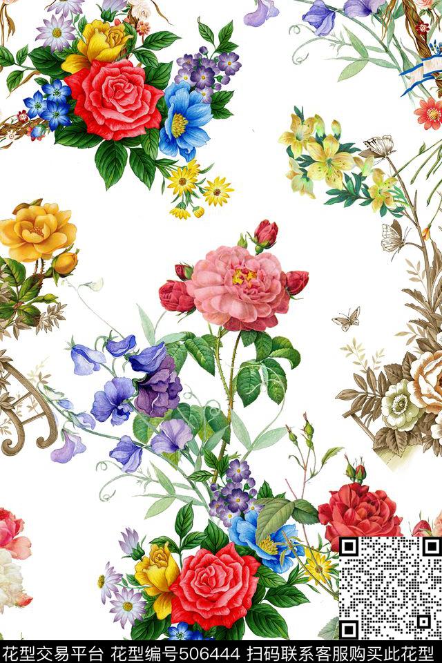 窗帘服装花卉数码印花华亿平台下载（图片编号: 506444） - 瓦栏（Walan）