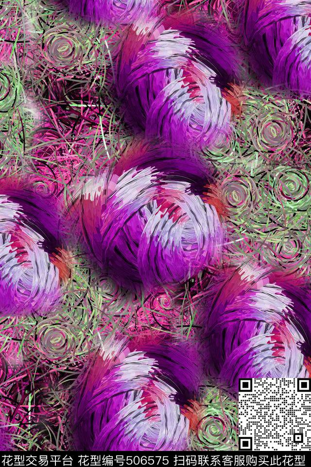 抽象线条漩涡数码印花华亿平台下载（图片编号: 506575） - 瓦栏（Walan）