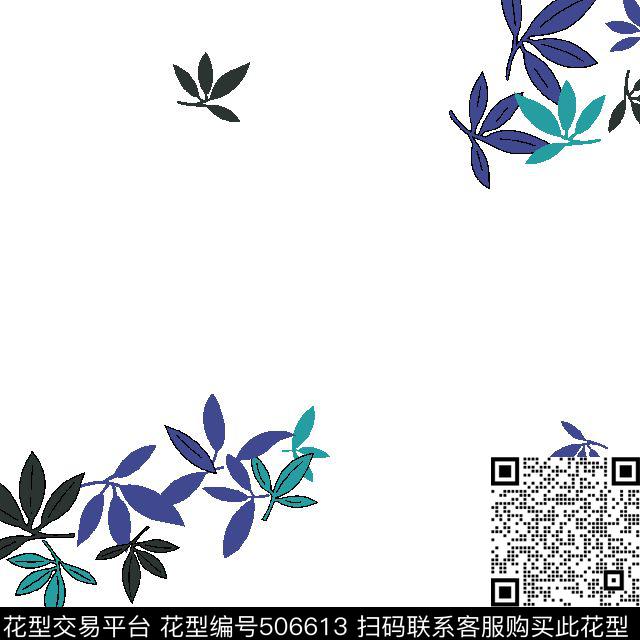 男装华亿平台清爽树叶植物传统印花华亿平台下载（图片编号: 506613） - 瓦栏（Walan）