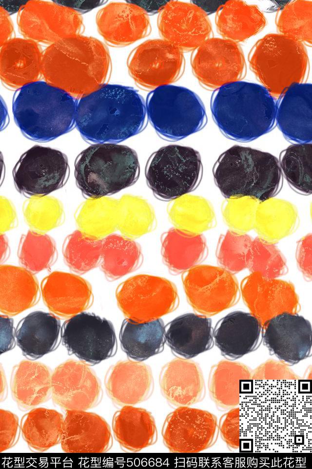 水彩涂鸦纯色底散花数码印花华亿平台下载（图片编号: 506684） - 瓦栏（Walan）