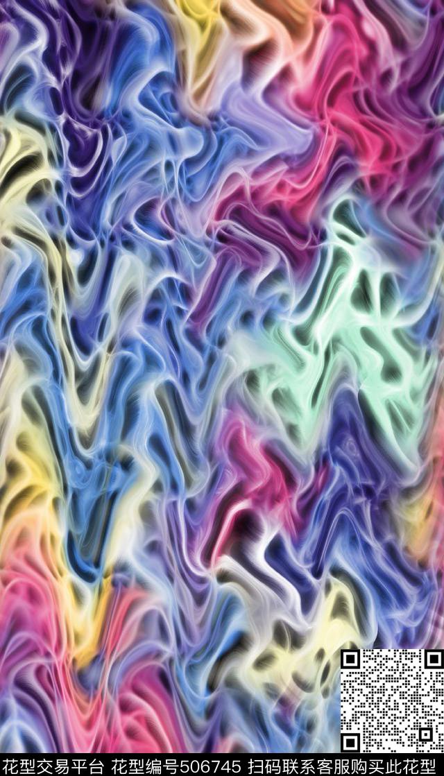波浪文抽象时尚数码印花华亿平台下载（图片编号: 506745） - 瓦栏（Walan）