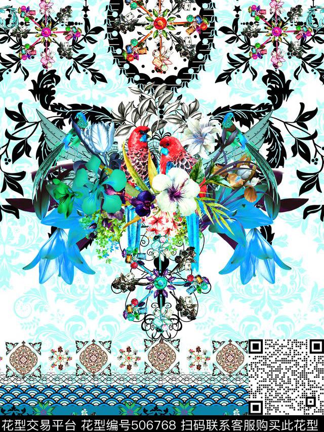 复古高端鹦鹉数码印花华亿平台下载（图片编号: 506768） - 瓦栏（Walan）