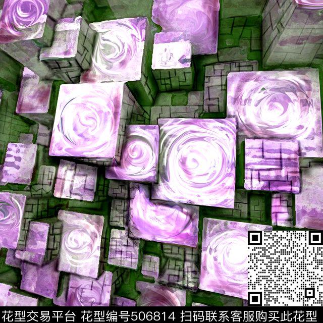 抽象立体传统工艺F几何条纹数码印花华亿平台下载（图片编号: 506814） - 瓦栏（Walan）