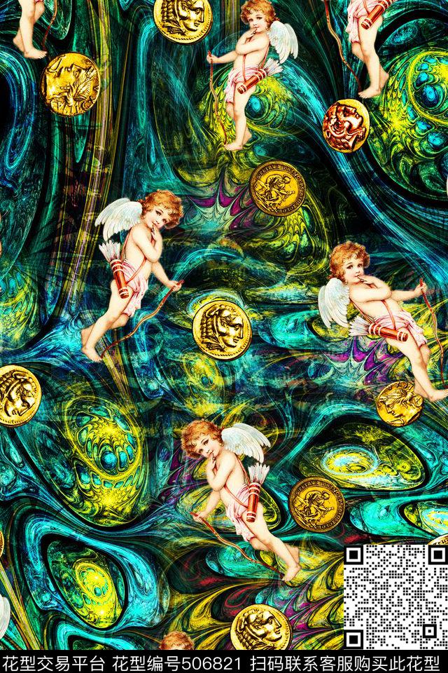 古币云纹肌理数码印花华亿平台下载（图片编号: 506821） - 瓦栏（Walan）