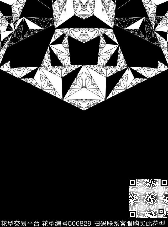 黑白几何三角传统印花华亿平台下载（图片编号: 506829） - 瓦栏（Walan）
