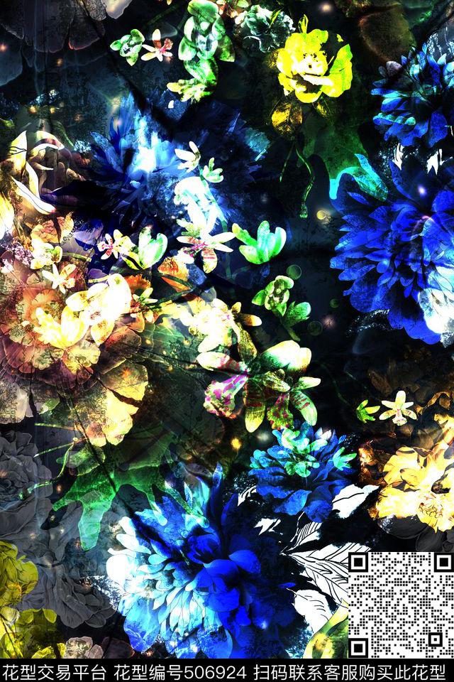 抽象唯美大牌女装男士休闲衬衫星空抽象花卉数码印花华亿平台下载（图片编号: 506924） - 瓦栏（Walan）